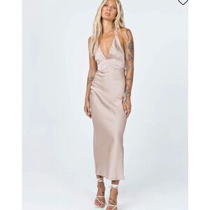Princess Polly OLIVIA MIDI DRESS BEIGE